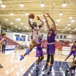 Basketball player dunking