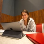 A student studying on a tablet