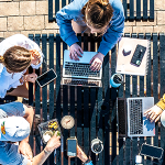 Students study outside on the Cumberlands campus.