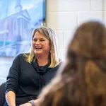 Professor laughing
