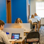 Several students studying in a room