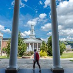 Students walk to class near the Grace Crum Rollins Center