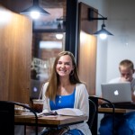 A student studies inside Cumberlands coffee shop. 