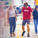Students visit a festival in downtown Williamsburg.