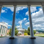 A view of the quad from the Grace Crum building. 