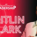A graphic depicting Caitlin Clark as the 2025 leadership event speaker. 