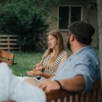 Student Liberty Poley discusses her time at Cumberlands outside in a circle of friends. 