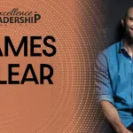 A graphic with an image of author James Clear depicting the date for the annual Leadership event. 
