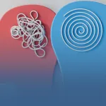 Two Heads Illustrating Different States of Mind