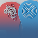 Two Heads Illustrating Different States of Mind