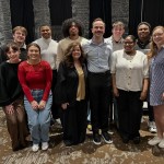 Lisa Bartram stands with a group of students after being recognized by the Association for the Promotion of Campus Activities. 